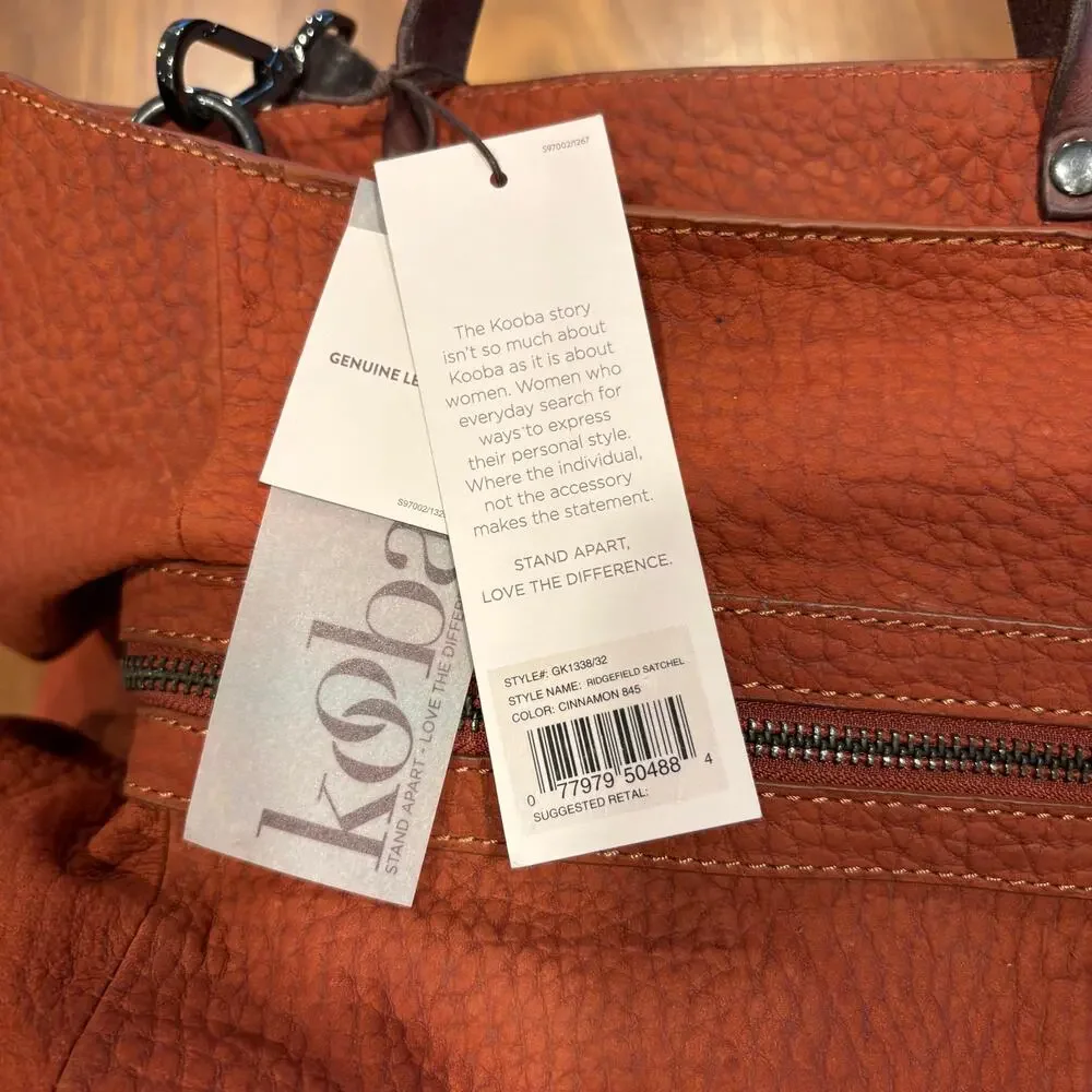 NWT Kooba Ridgefield Pebbled Leather Satchel